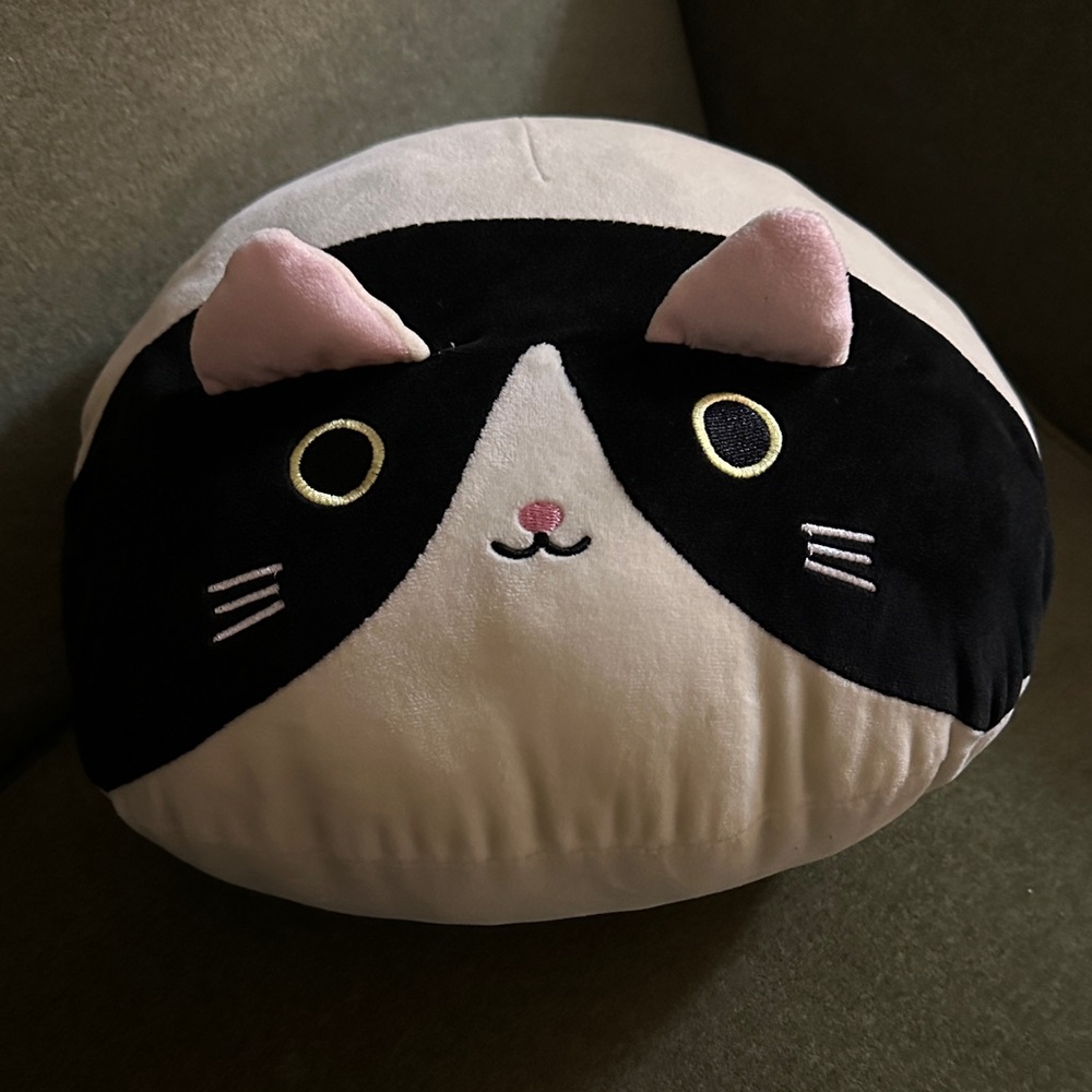 Black and White Cat Plush Pillow